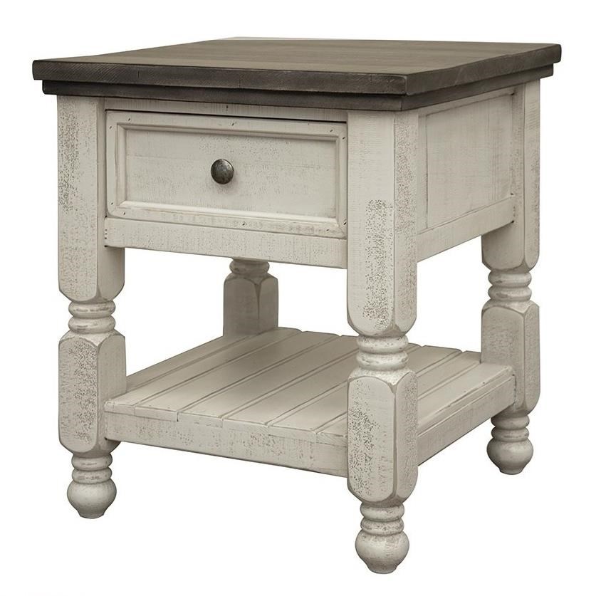International Furniture Direct Stone Relaxed Vintage End Table with